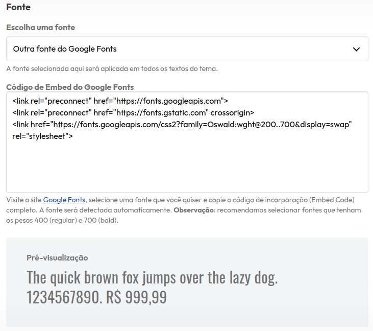 Exemplo de uso de fonte do Google Font